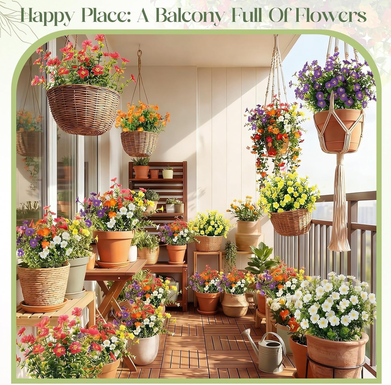 24 Pack Artificial Flowers Outdoor UV Resistant, 6 Colors Realistic Fake Flow…