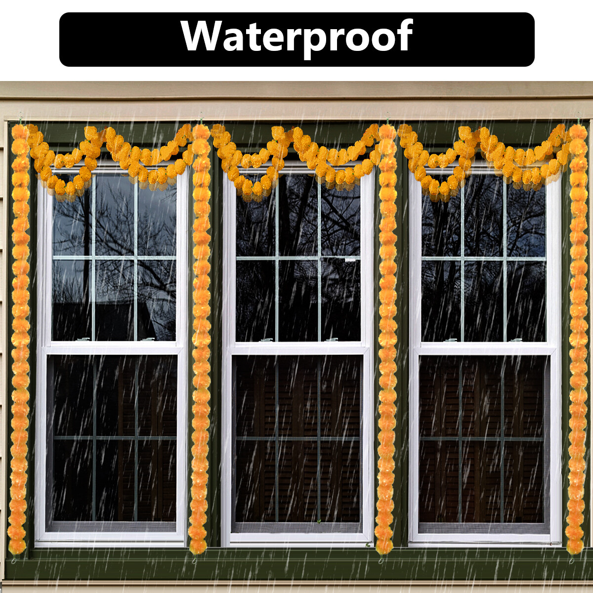 Artificial Marigold Garland with Bells Multi Pack for Pooja Temple Wedding Decor