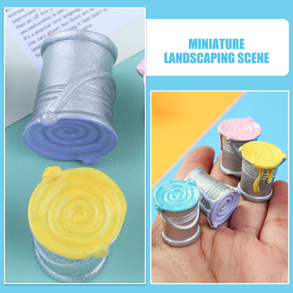 6 Pcs Dollhouse Tool Mini Paint Pot Models Miniature Can Modeling Crafts