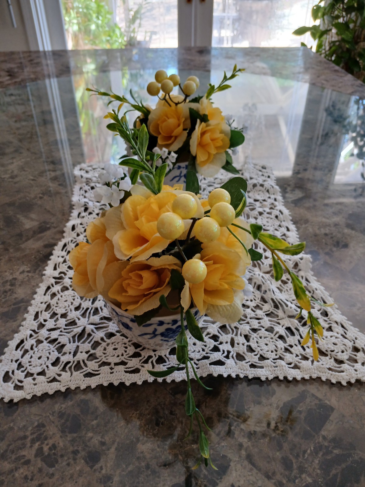 Cheerful Yellow Roses Floral Arrangement Tea Party Cup POP-IN Birthday Bridal