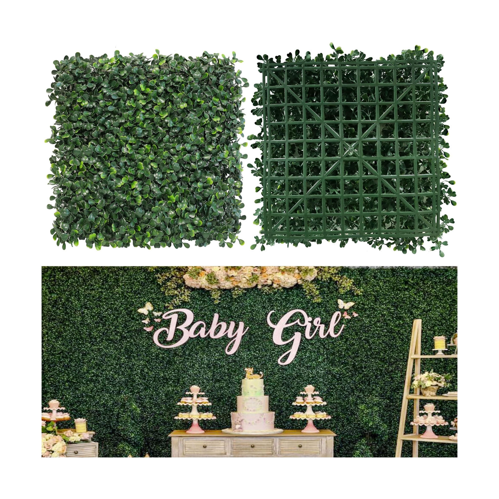 Grass Wall Panels, 10″x 10″(12pcs) 4-Layer Artificial Boxwood Faux Green Wall…