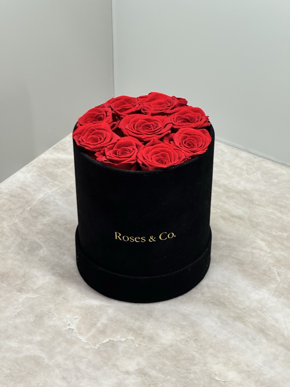 Premium Red Rose Box 9 Preserved Dutch Roses Velvet Luxury Gift for Her