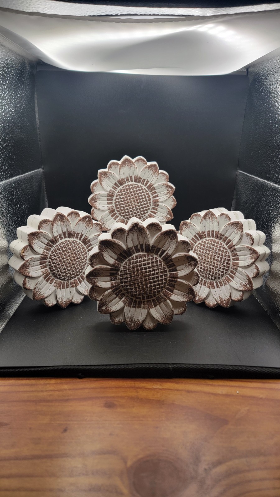 Sunflower Decor Set of 4 Rustic Farmhouse Floral Plaques Shelf Sitters DIY Craft