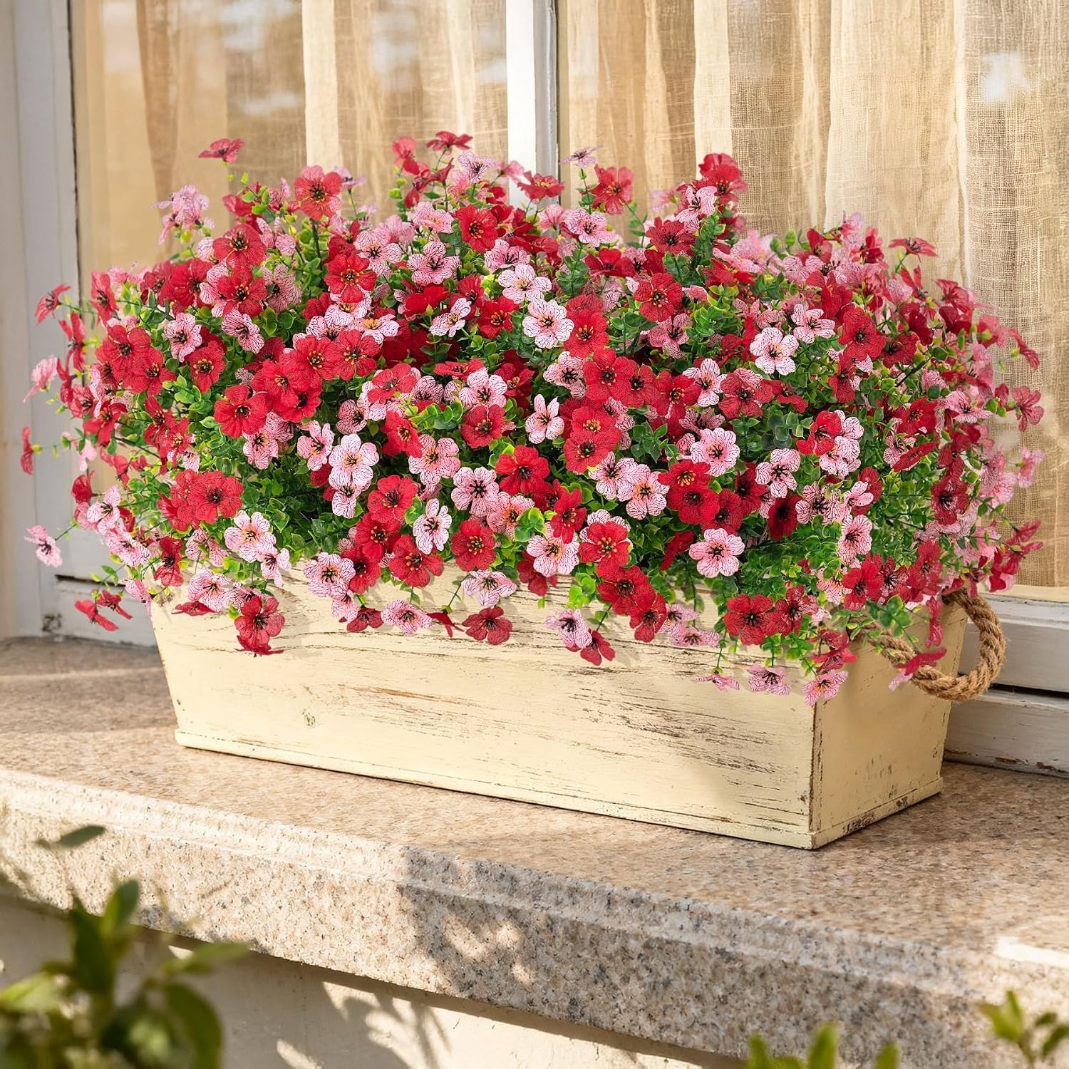 Artificial Fake Mums Flowers for Outdoor Spring Summer Decor, 12 Bundles Faux…