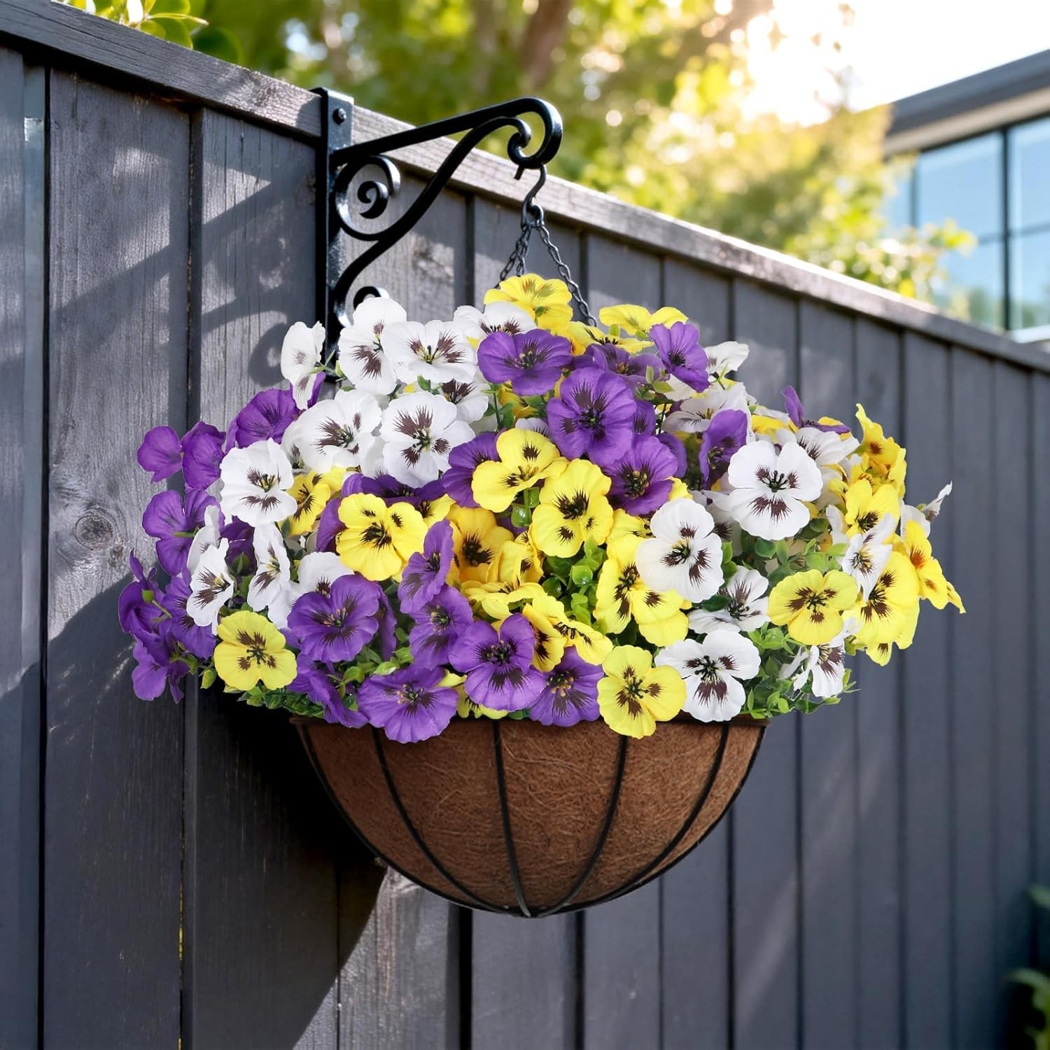 18 Pcs Artificial Flowers for Outdoors, UV Resistant Faux Silk Pansy Flowers,…
