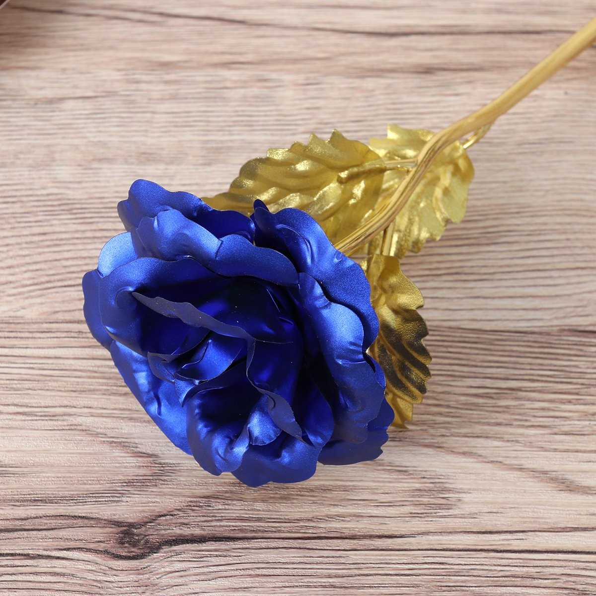 Golden Rose 24K Gold Foil Trim Artificial Rose Flower Long Stem with Love Sta…