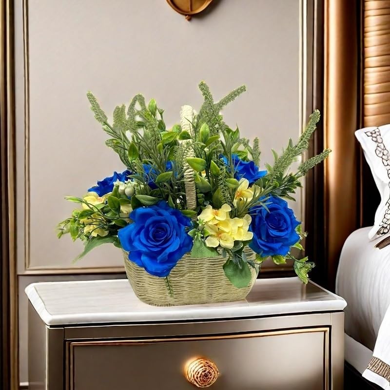 36 PCS 3.8 Inch Blue Rose Heads Artificial Silk Flowers Craft Wedding DIY