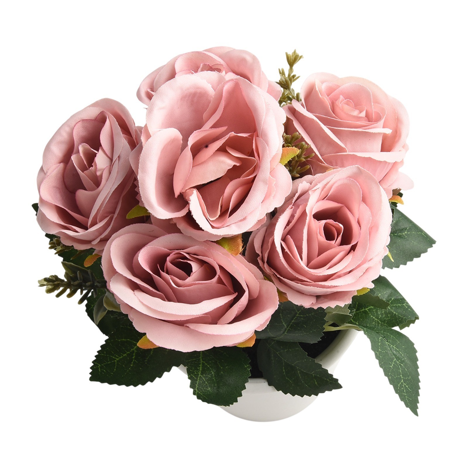Artificial Rose Flower Small Tree Pot Fake Plants Potted Decoration Garden Decor