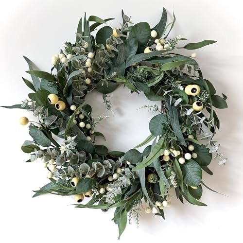 Wreaths for Front Door 22 Inch, All Season Greenery Wreath Olive 22 inch