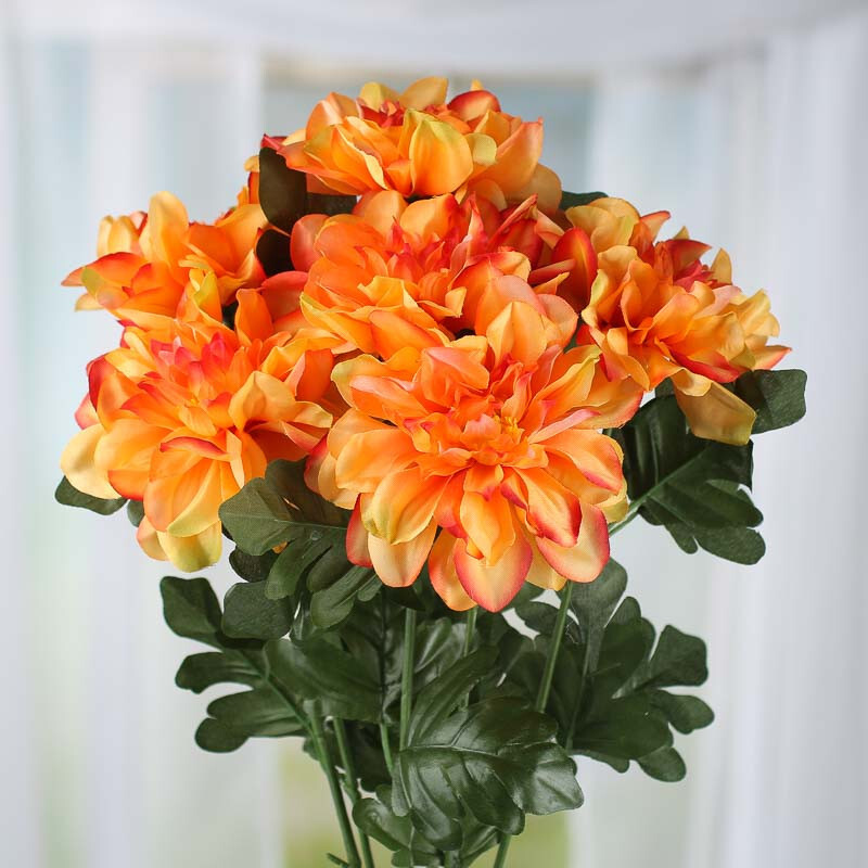 Lot of 2 Artificial Moonfire Dahlia Fall 20″ Floral Bushes