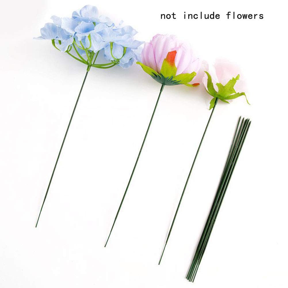 100pcs 17cm Green Artificial Floral Stem Wire for Crafts and Decor