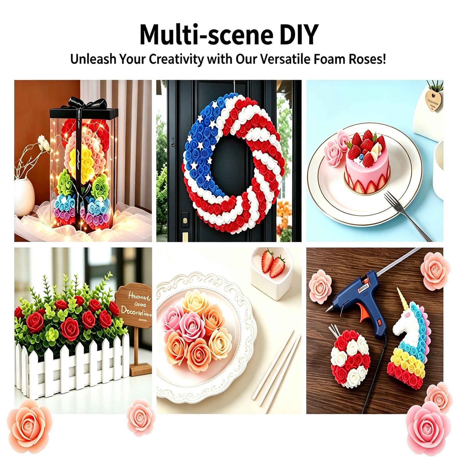 100PCS 1.38in PE Foam Artificial Flowers, Rose