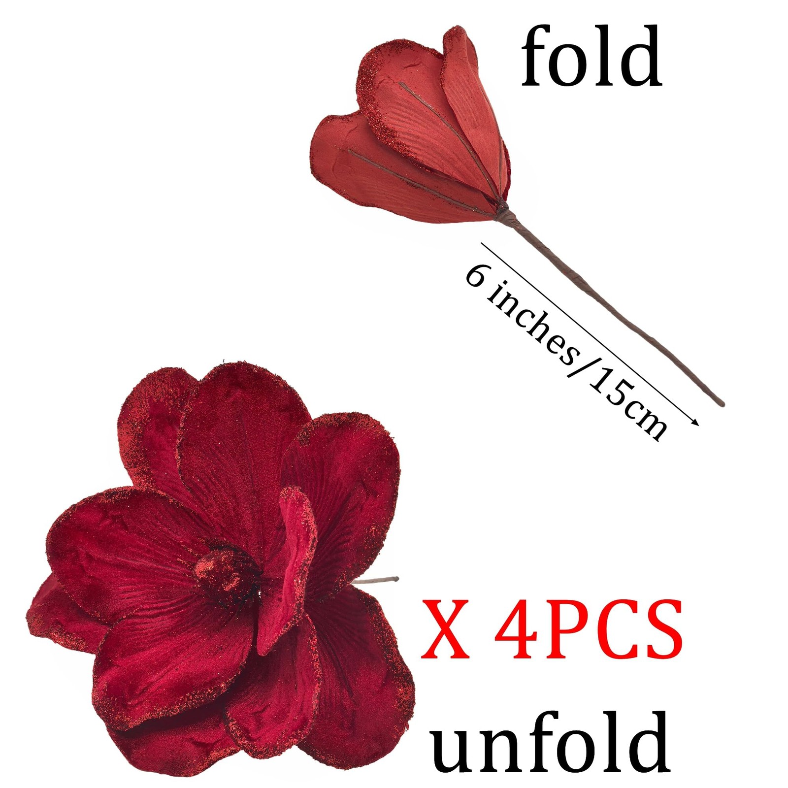 Christmas Velvet Flower Magnolia Flowers Artificial Poinsettia Stems Wedding …