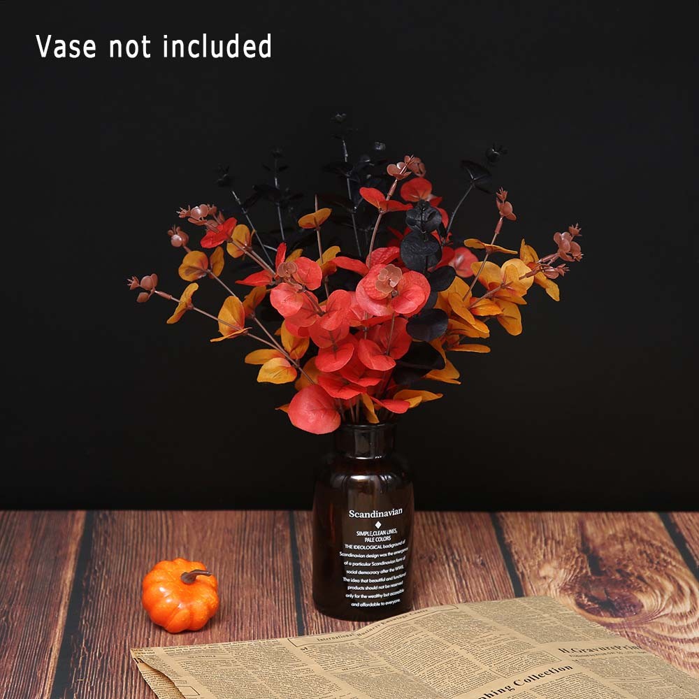 Weatherproof Sturdy 3Pcs 4-Branch Eucalyptus Artificial Flower f Halloween Decor