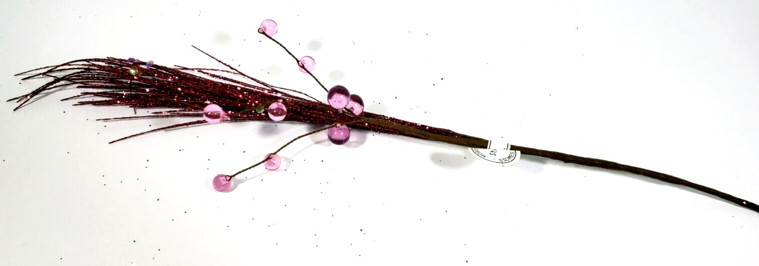 Glitter Pink With Jewels Floral Spray Picks 16″ Holiday Picks NWOT Set of 7