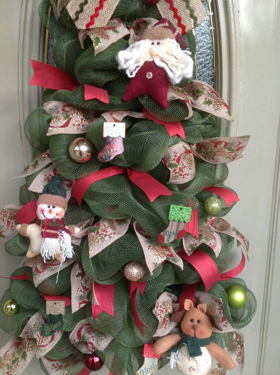 Christmas, Winter, Deco Mesh, Gift, Tree, Door, Decor, Welcome, Wreath