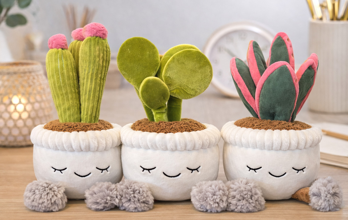 Plush Plant Decor, Soft Faux Houseplant, Cute Stuffed Plant for Home & Office, C