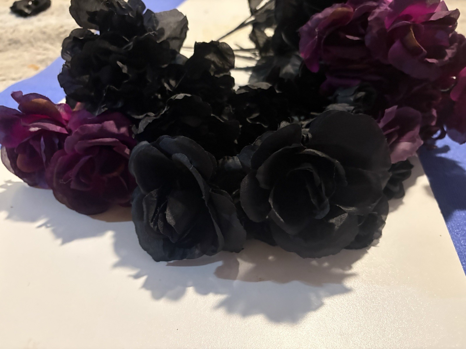 10 Boquets Roses Artificial Black Purple Roses On Stem Artificial Flowers 70PC