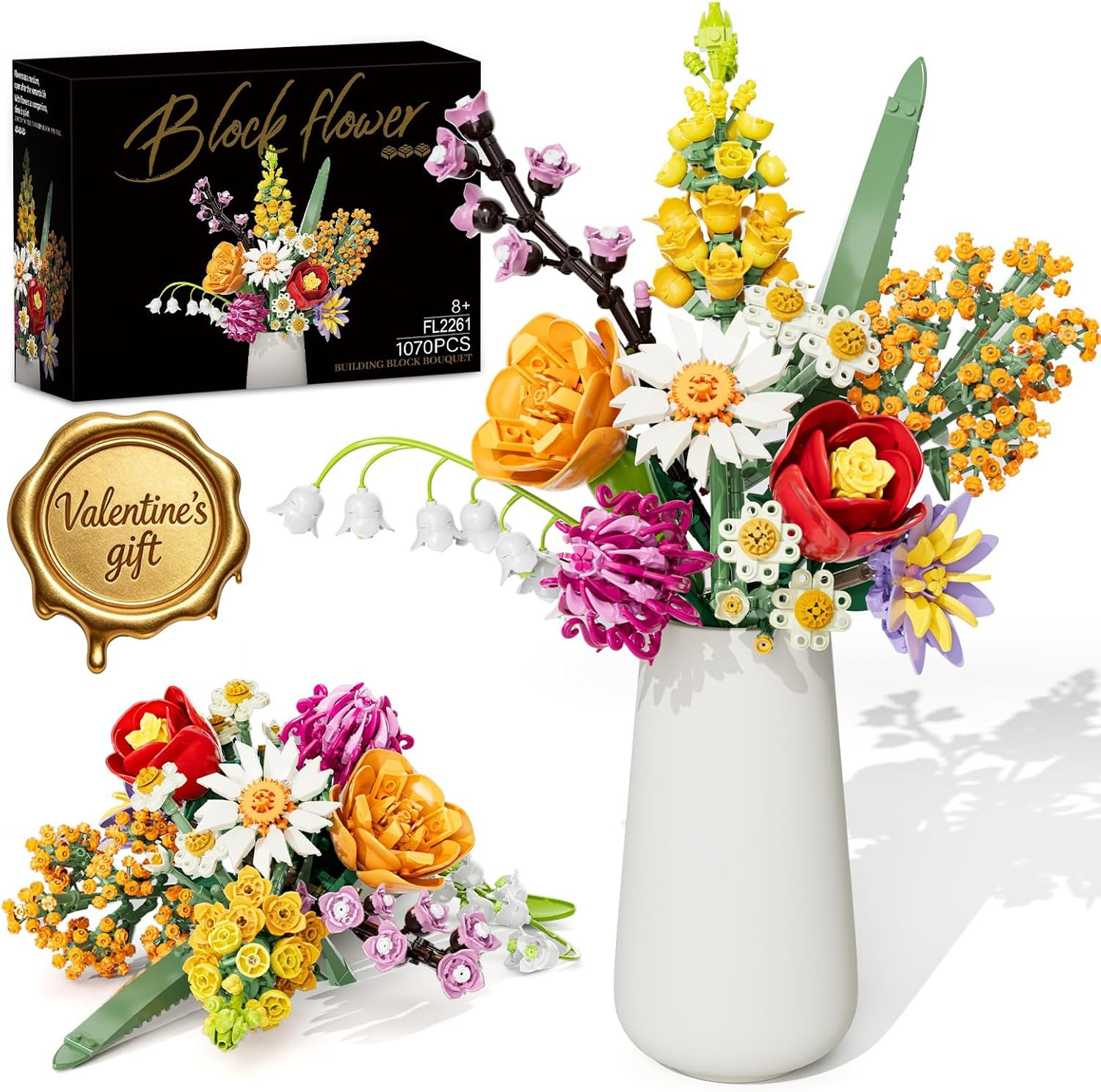 Flowers Bouquet Building Set, 1070PCS Wildflower Botanical Collection