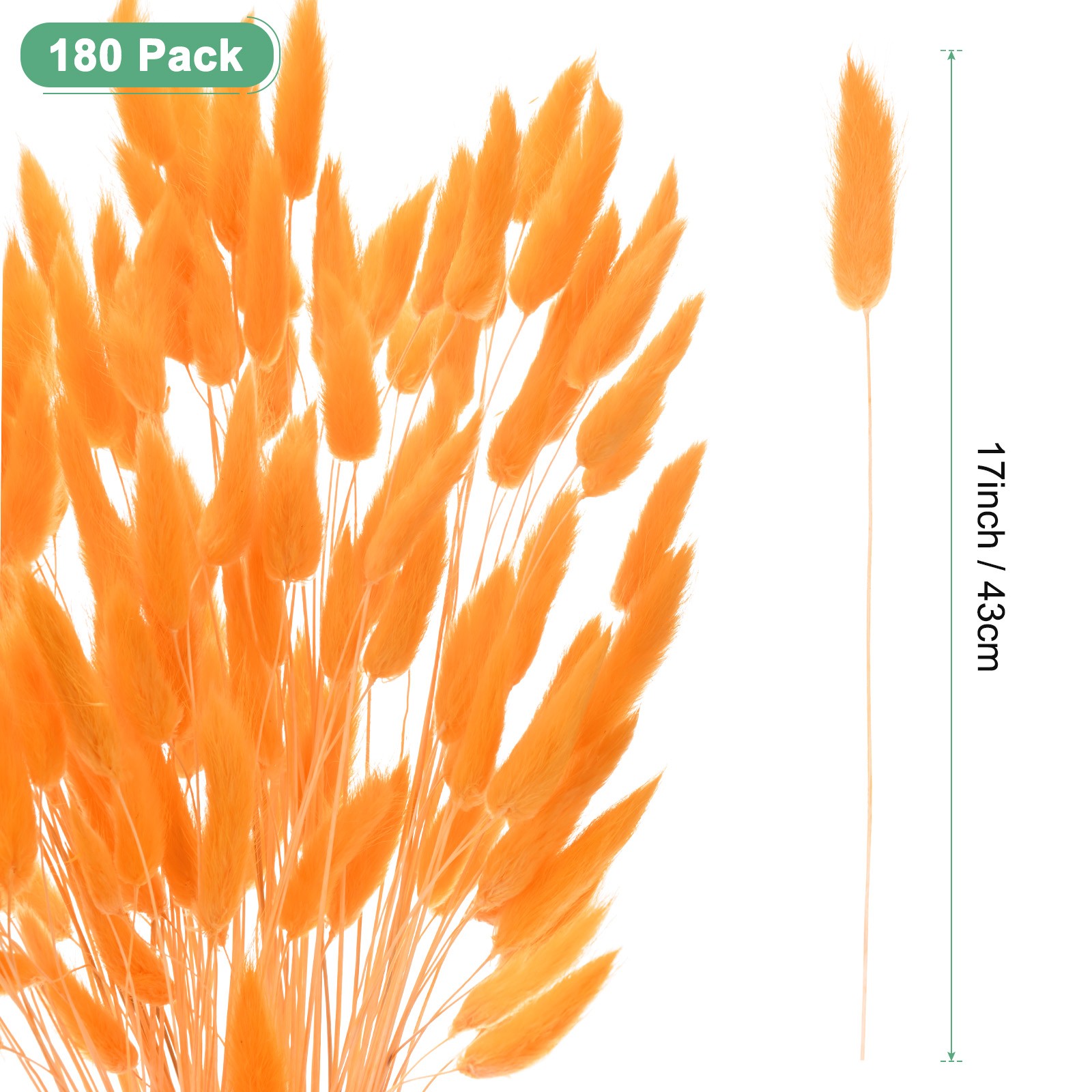 180-Pack Bunny Tails Grass 17 Inch for Home Decor/Wedding [Orange]