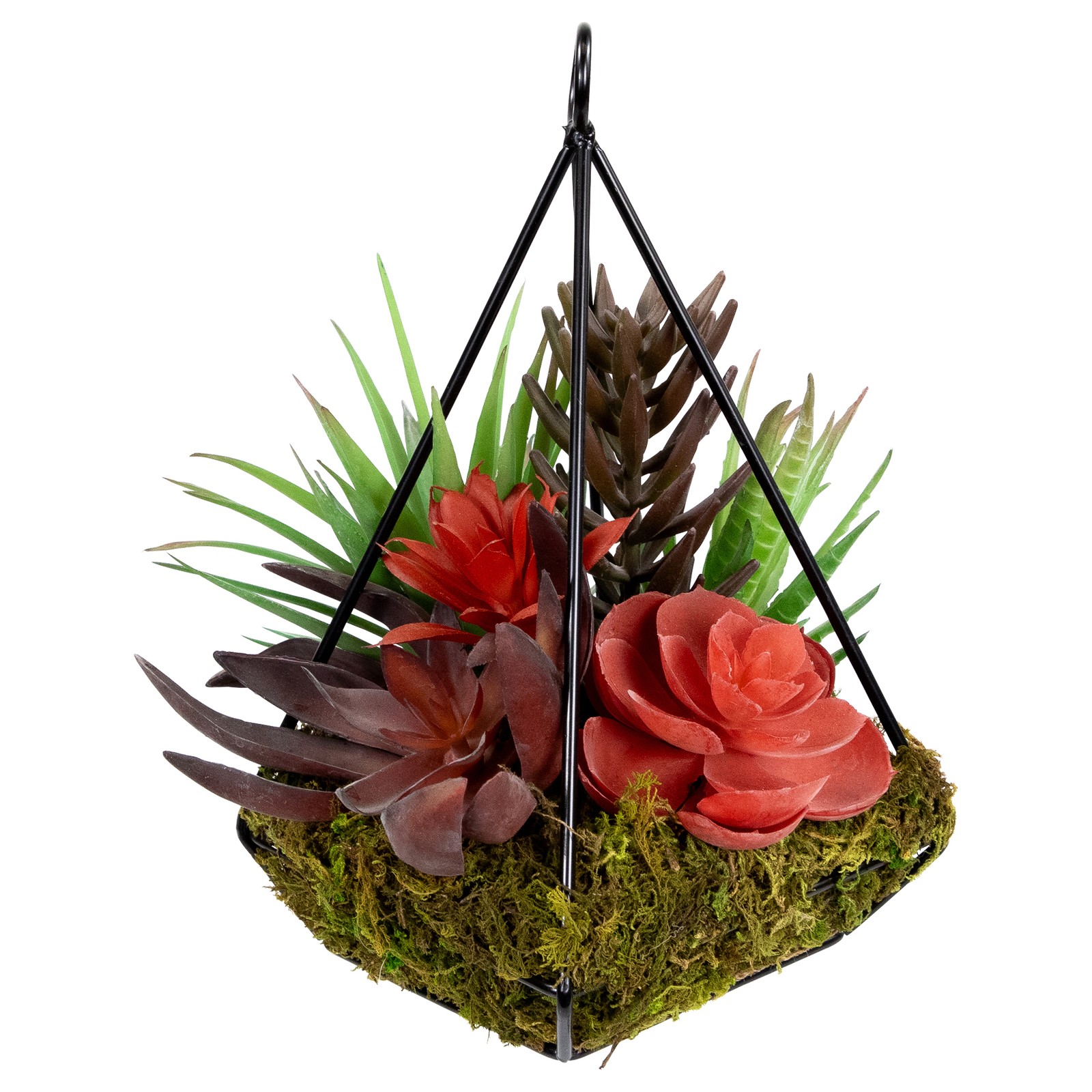 Northlight 9″ Artificial Succulents Arrangement 4Sided Copper Metal Wire Frame