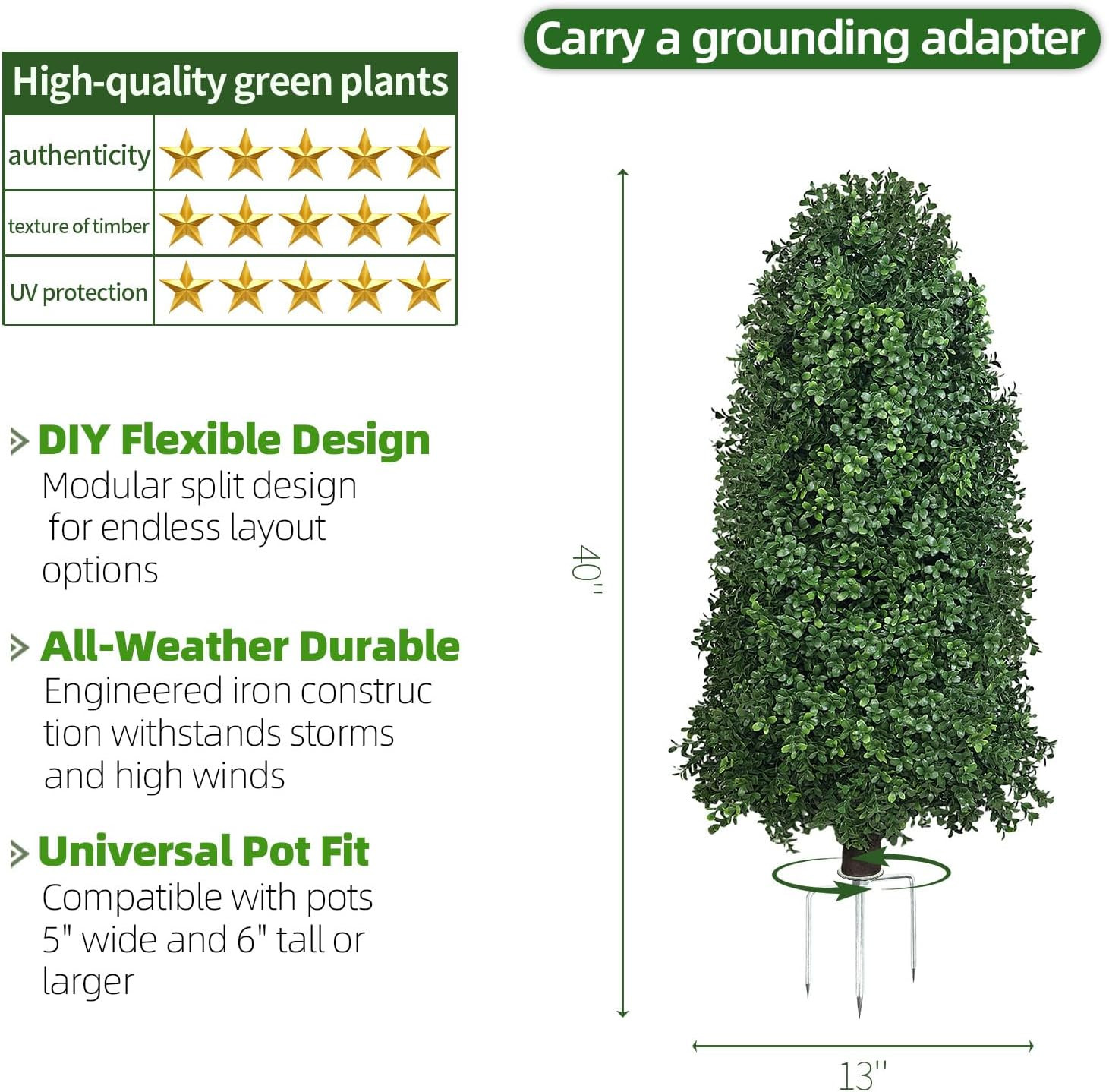 UV-Resistant Boxwood Topiary Bush 2-Pack – 3FT Outdoor Decor