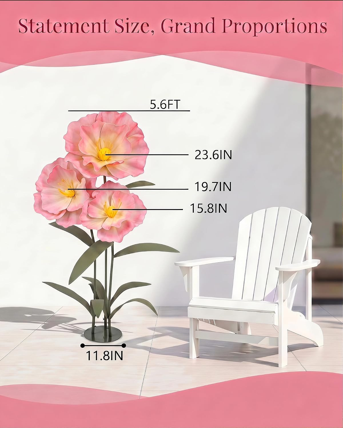 5.6 Ft Giant Artificial Flowers for Decoration, Waterproof EVA Big Artificial Fl
