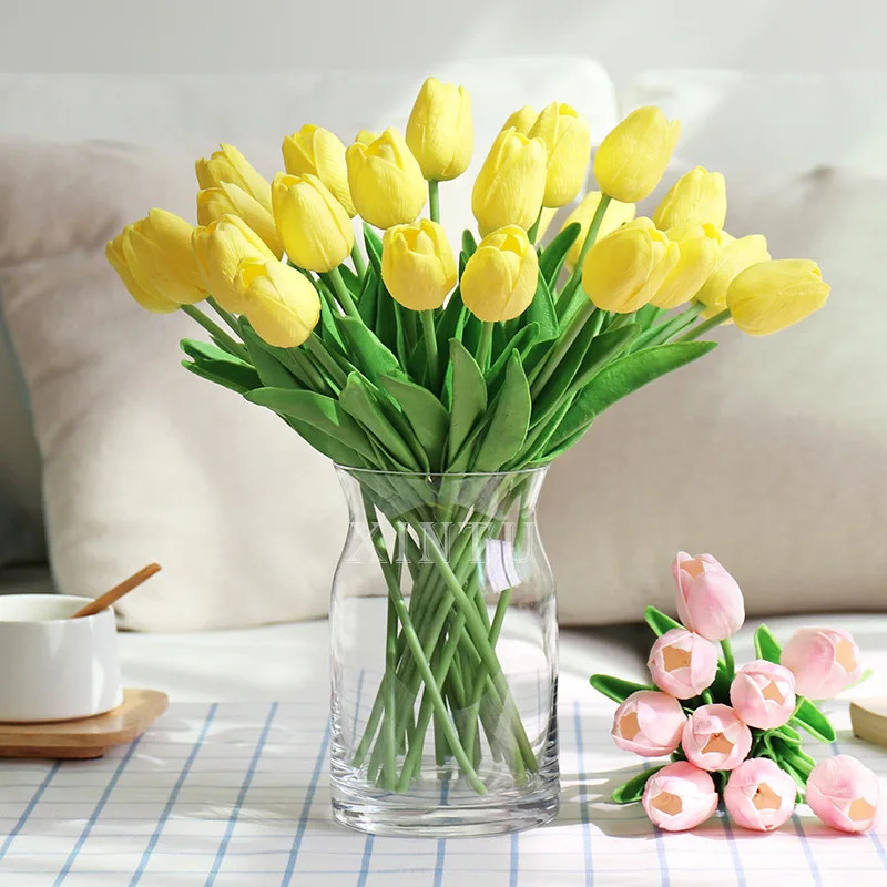 10PCS Tulip Artificial Flower Real Touch Artificial Bouquet PE Fake Flower for W