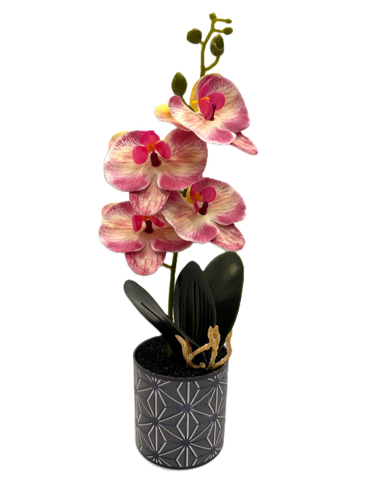 Artificial Orchid Potted Flowers, Faux Orchid Plant with Pot 12″ x 3″ x 3″