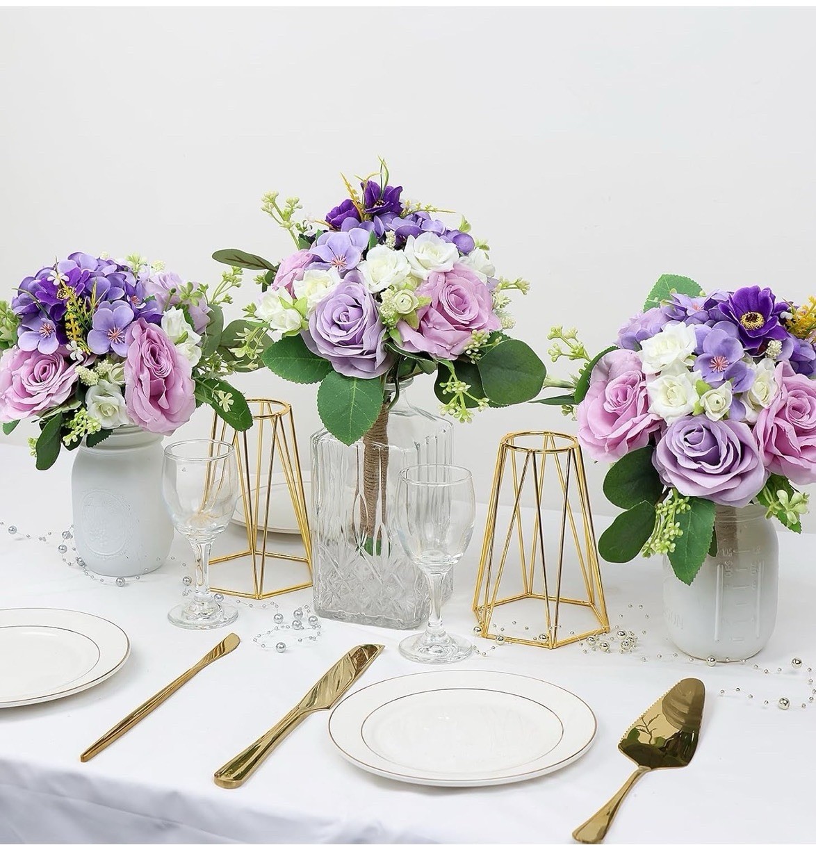 Wedding Bouquet Bride Bridal Bridesmaid Centerpiece Artificial Flowers Lilac