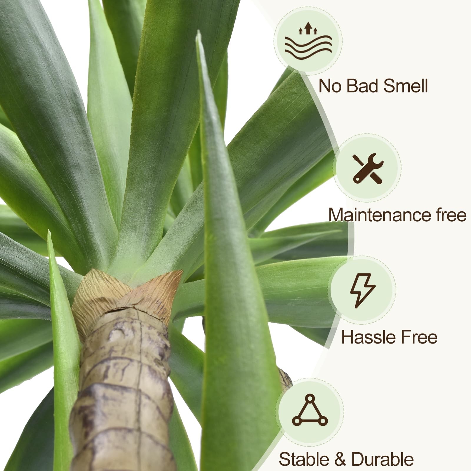Artificial Tree 5ft Faux Agave Plant with 3 Heads in Pot Fake Tree for Home D…