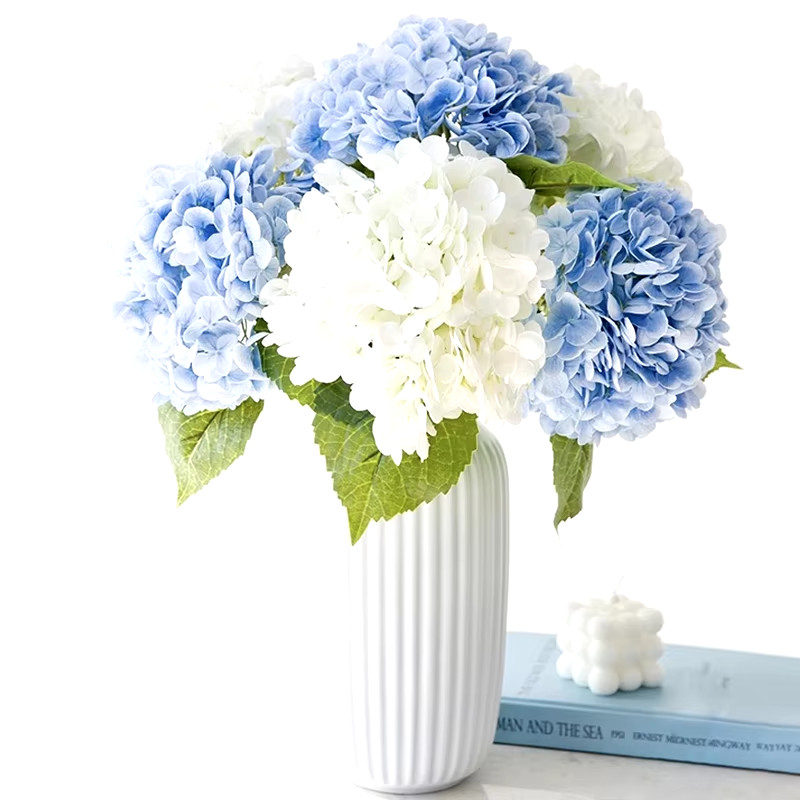 Blue Artificial Hydrangea Flowers Real Touch Artificial Hydrangea Branches Decor