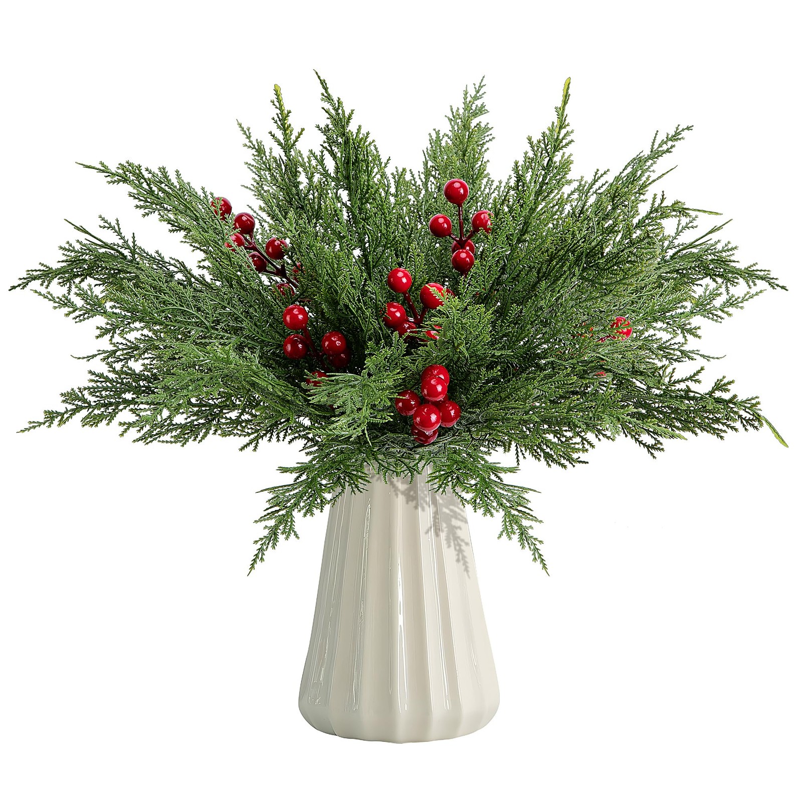 60 Pcs/Set Christmas 3D Artificial Pine Branches- 12.5 Inch Faux Evergreen Cedar