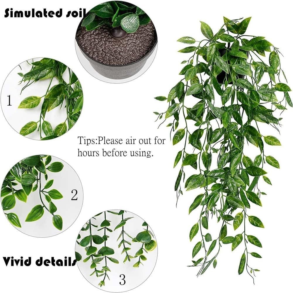 Fake Plants Artificial Indoor Faux Hanging Plants Greenery Eucalyptus Green D…