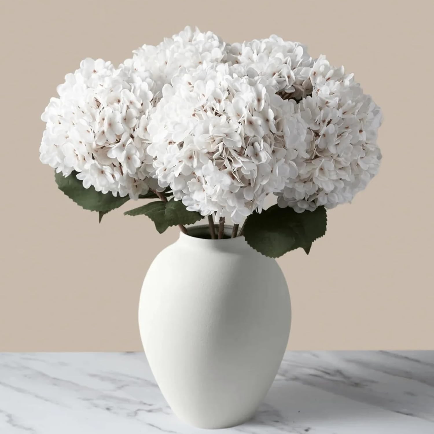Real Touch White Faux Hydrangea And Eucalyptus Arrangement Faux Floral