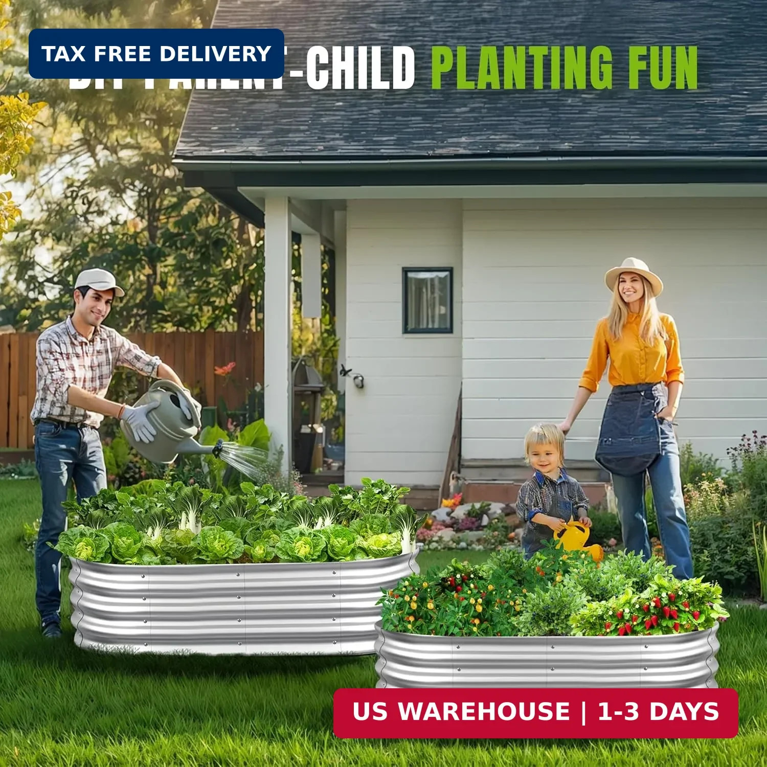 Sponvatt Raised Garden Bed, 4x2x1 Ft Galvanized Metal Planter Box (2 Pcs), Large