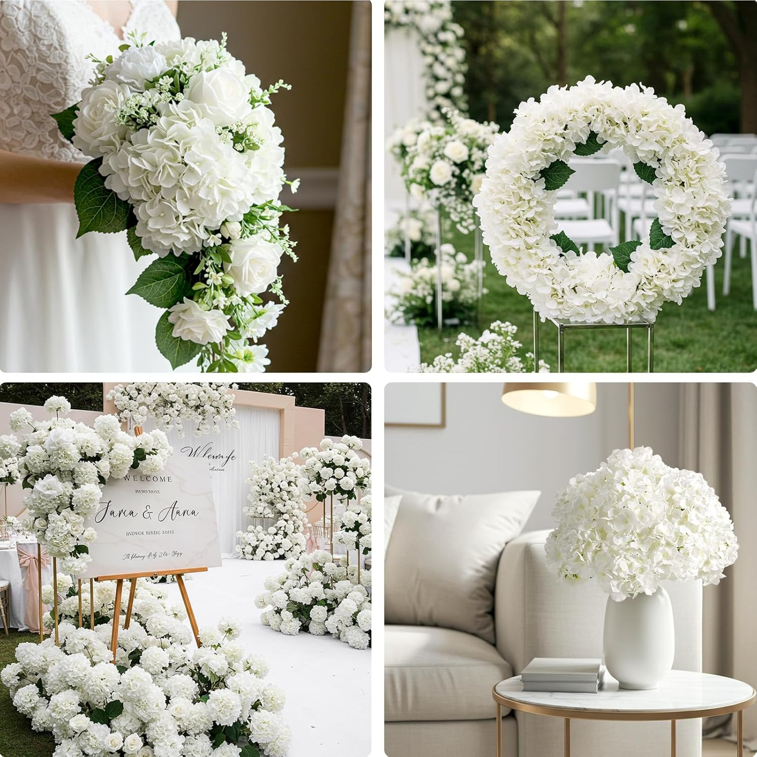 404PCS Ivory Hydrangea Silk Flowers for Wedding, Home, Party Decor