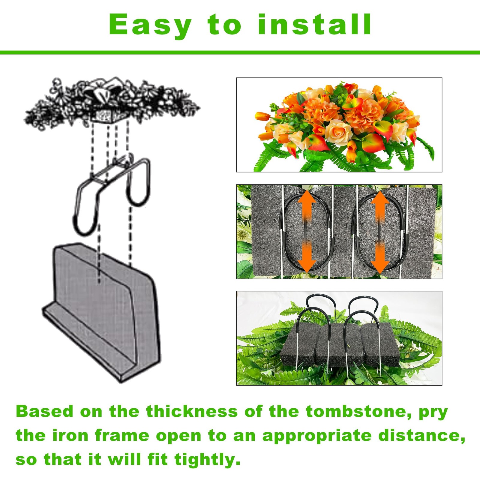 Artificial Cemetery Flowers – Outdoor Grave Saddle for Headstone Decorations …