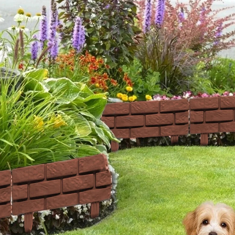 Garden Edge Fence 1/4pcs Imitation Stone Brick Lawn Plants Flowers and Support