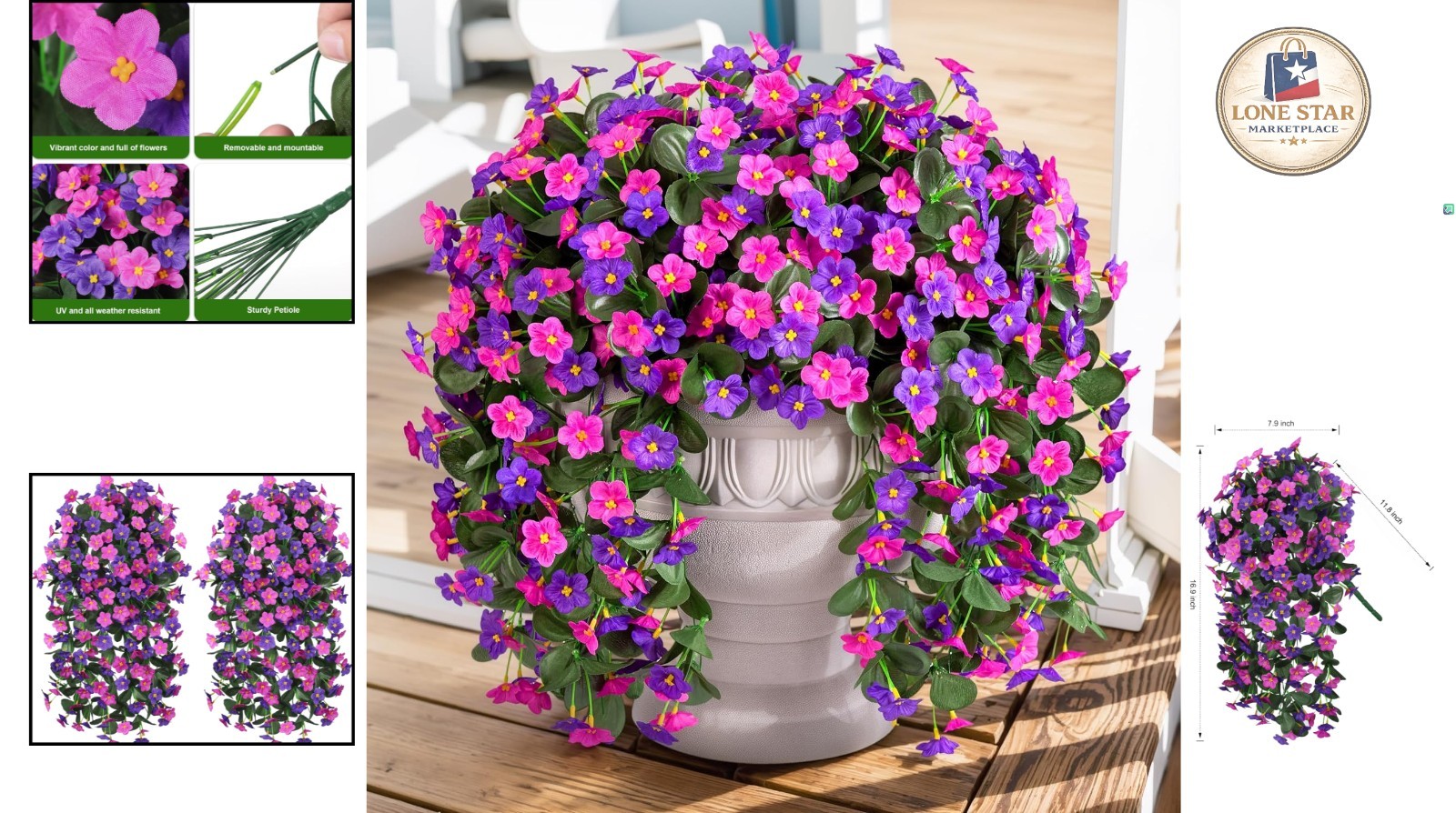 Elegant Silk Orchid Hanging Flowers – 2 PCS Dark Purple & Fuchsia for Outdoors