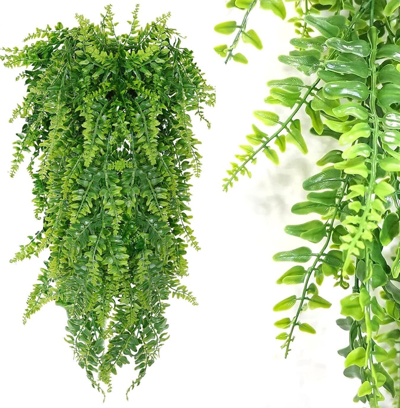 3Pcs Artificial Hanging Plants Fake Fern Trailing Foliage Flower Leaf Home Decor