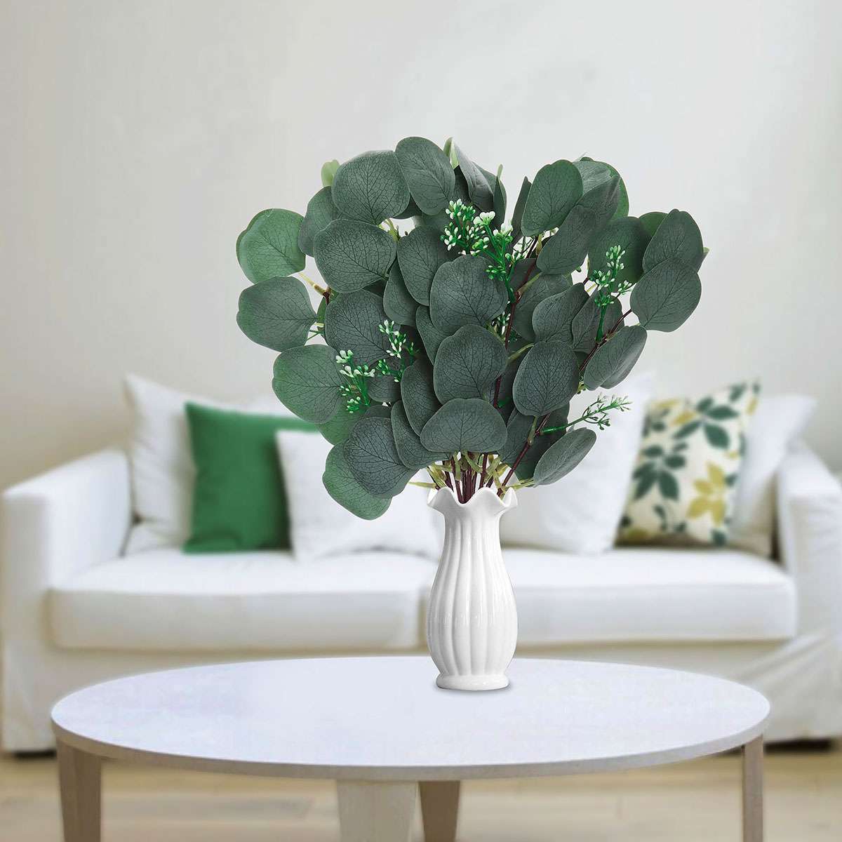 10/20 Artificial Eucalyptus Leaves Stems Garland Wreath Wedding Plant Home Decor