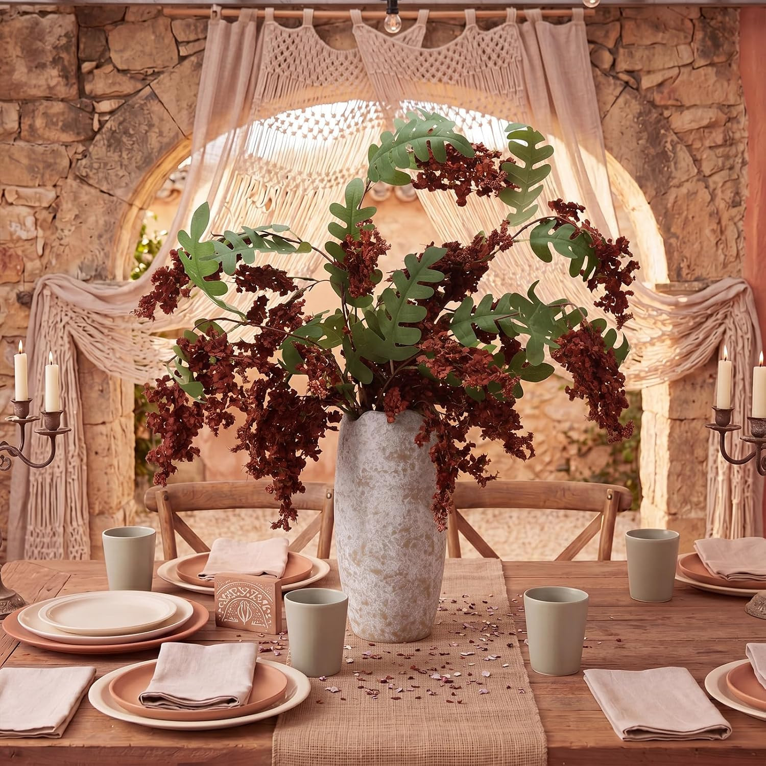 5 Pcs Fall Faux Silk Berry Stems – Bendable Floral Branches for Home Decor