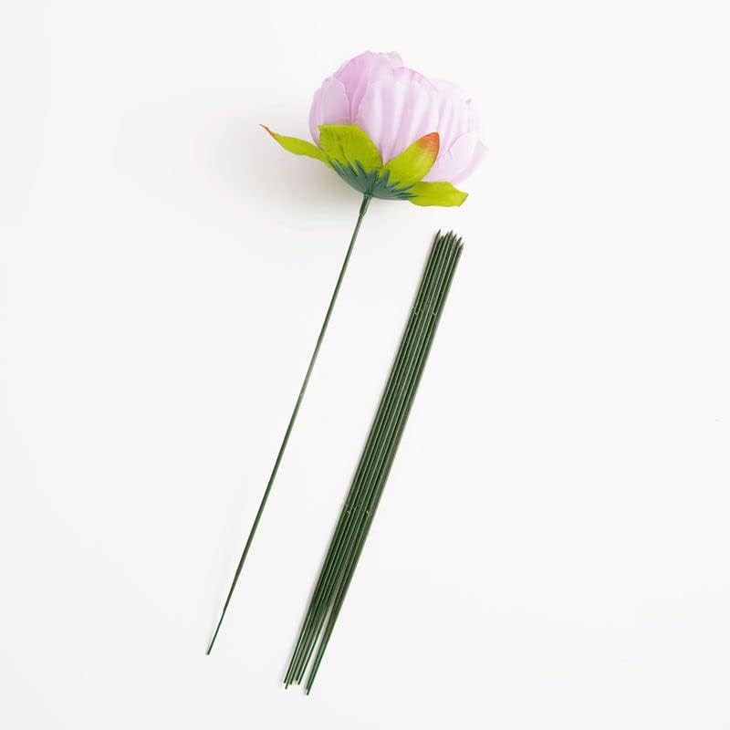 100 pcs Floral Stem Wire – Plastic Artificial Flower Green Stem Rod – Plant