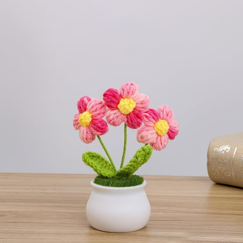 Adorable Mini Knitted Sunflower Potted Plant – Perfect Gift for Any Occasion