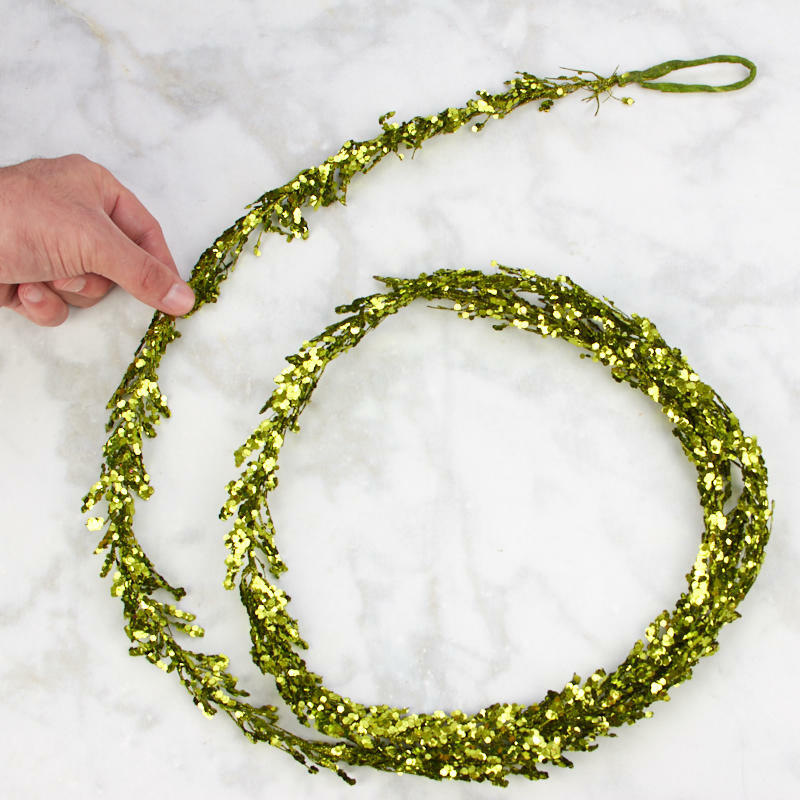 Factory Direct Craft Glittery Light Green Feather and Grass Garlands | 2 Ga