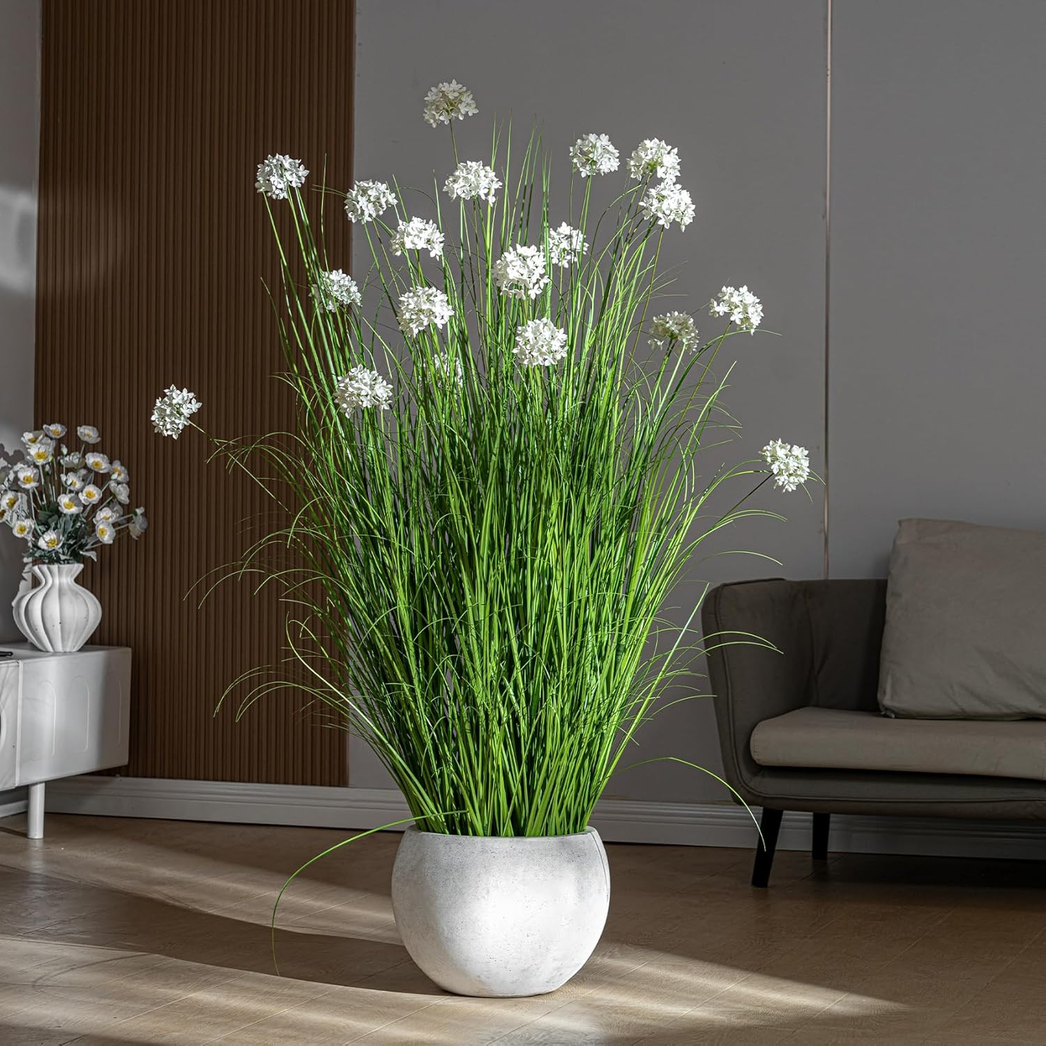57″ Lifelike Tall Grass & Dandelion Flowers – Non-Toxic Indoor Decor Plant
