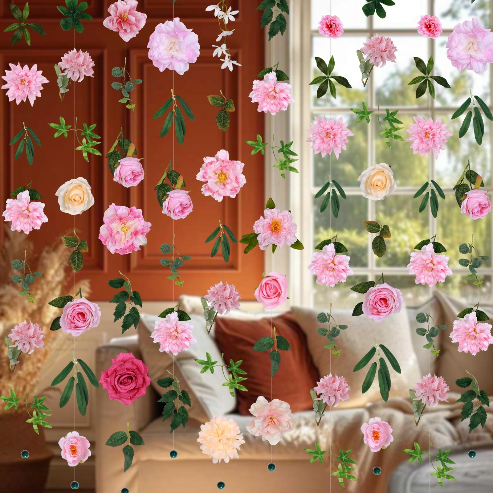 6 pcs Artificial Flower Garland Hanging Decorations,5.9ft Hanging Flowers for…