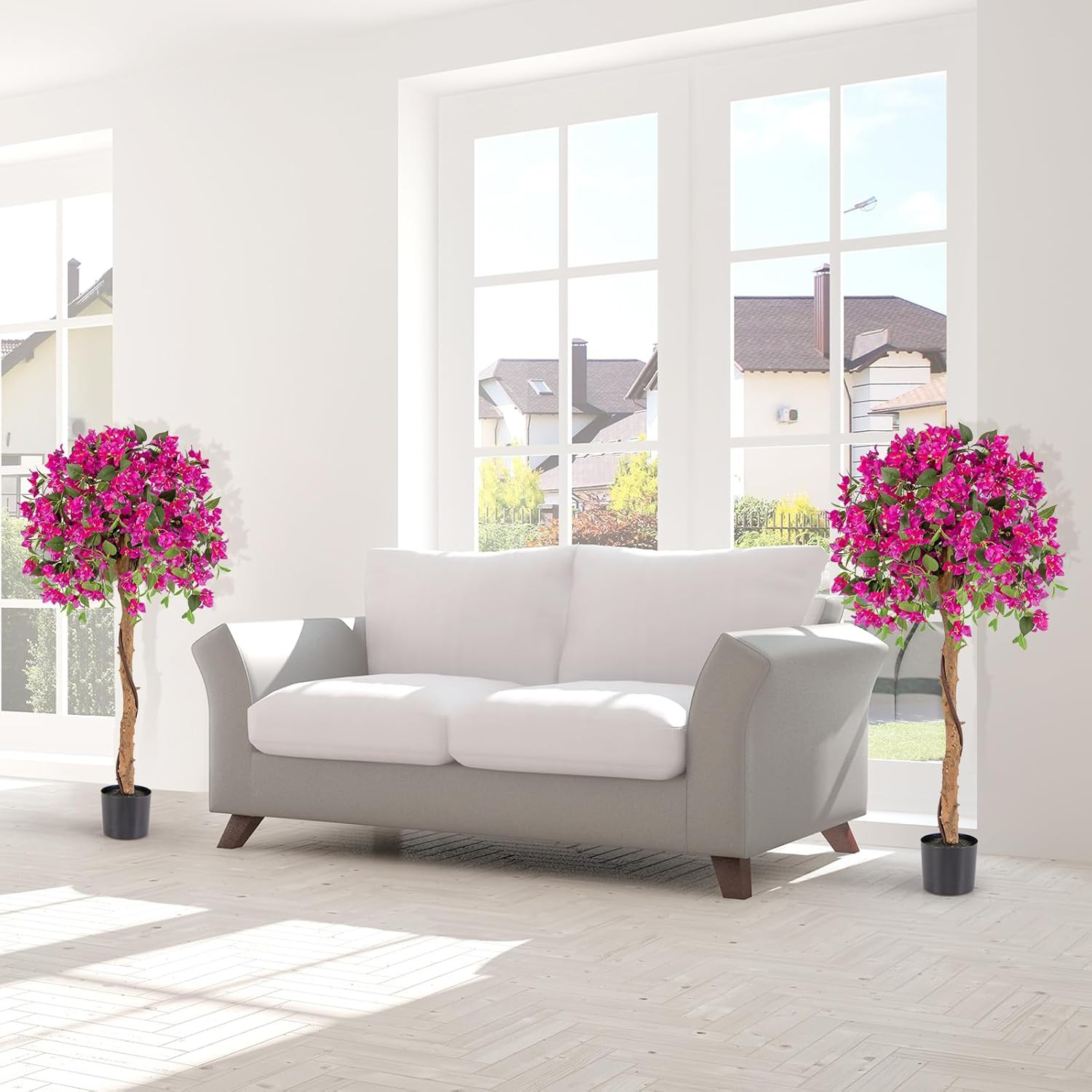 53” Bougainvillea Artificial Tree – 2 Pack Faux Silk Flower Plants