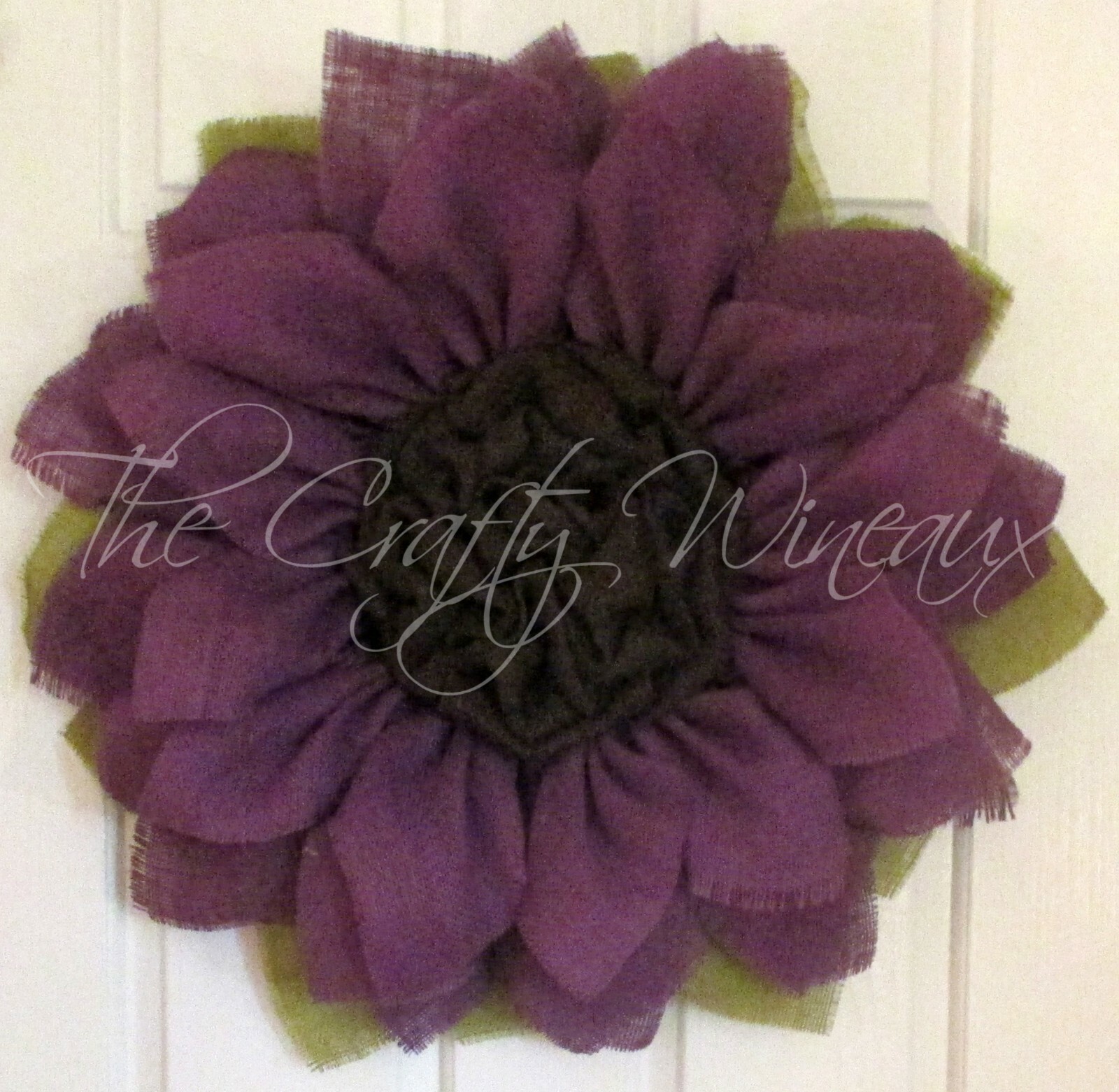 The Crafty Wineaux – Large 25″ Dark Purple Burlap Sunflower Wreath